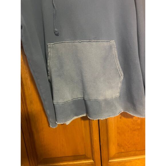 Aerie Women's Sun Washed Blue Split Neck Raw Hem Hoodie Sweatshirt Size M - Picture 4 of 9